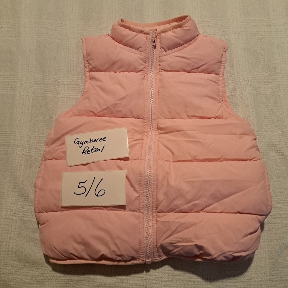 Gymboree girls size 5/6 pink puffer vest fleece lined